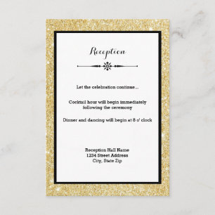 Carte D'accompagnement Parties scintillant d'or et présentation noire Inv