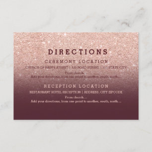 Carte D'accompagnement Parties scintillant d'or rose moderne bordeaux dét