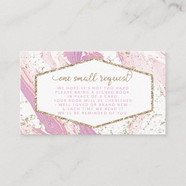 Carte D'accompagnement Parties scintillant en marbre rose Faux Gold Deman (Devant)