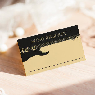 Carte D'accompagnement Parties scintillant en noir et or Guitare Mariage