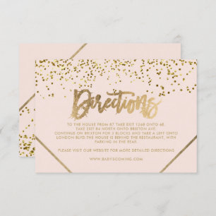 Carte D'accompagnement parties scintillant en or rose en direction du ba