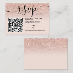 Carte D'accompagnement parties scintillant en or rose ombre mariage rsvp