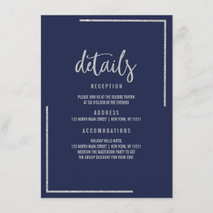 Carte D'accompagnement Parties scintillant moderne bleu marine argent boî