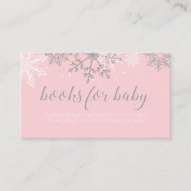 Carte D'accompagnement Parties scintillant rose et argent Snowflake Books (Devant)
