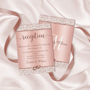 Carte D'accompagnement Parties scintillant Rose Gold Damask Mariage Réce