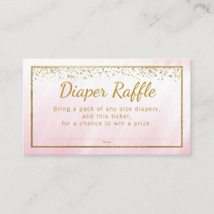 Carte D'accompagnement Parties scintillant rose or filles Diaper Raffle B