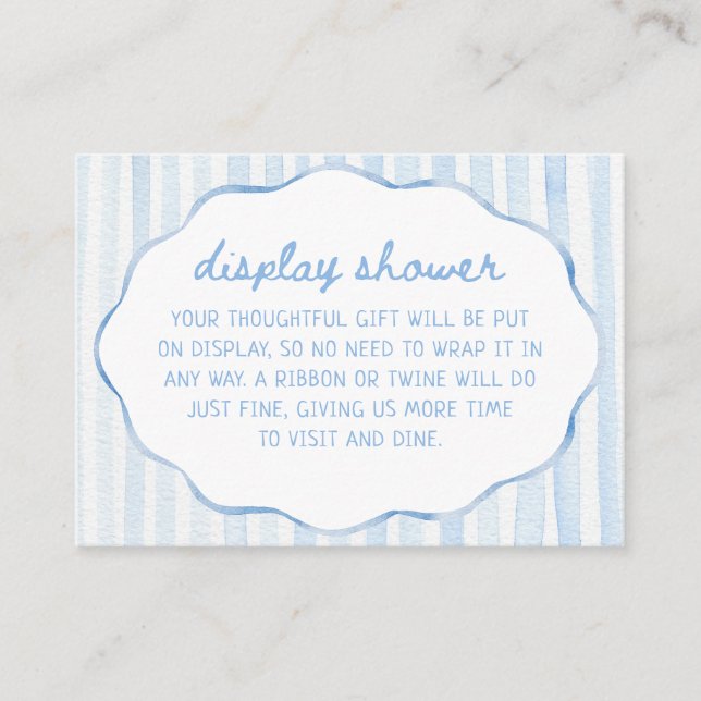 Carte D'accompagnement Parure de douche à rayures aquarelles bleues (Devant)
