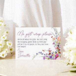 Carte D'accompagnement Pas de cadeau Envelopper Floral affichage nuptiale