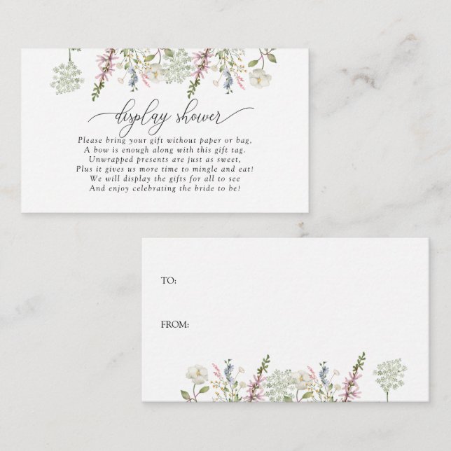 Carte D'accompagnement Pas de douche d'affichage Wrap | Fleur sauvage chi (Devant / Derrière)