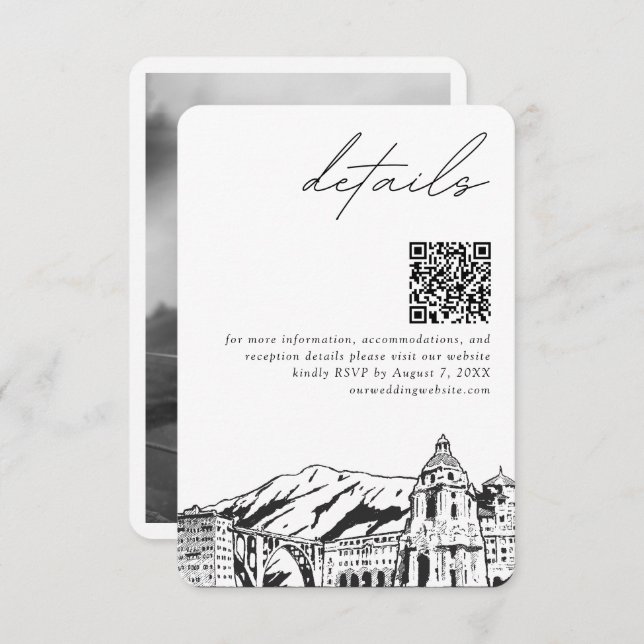 Carte D'accompagnement Pasadena Mariage Petits détails Code QR (Devant / Derrière)