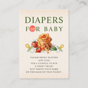 Carte D'accompagnement Pasta & Pacificateurs Baby shower Déchets Raffle