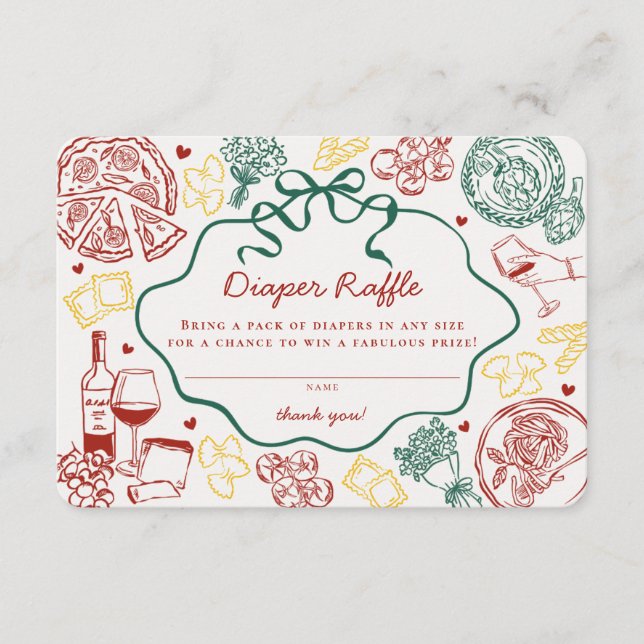 Carte D'accompagnement Pasta Special Delivery Italian Baby Diaper Raffle (Devant)