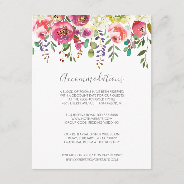 Carte D'accompagnement Pastel Blooms Imaginaire Floral Mariage Logement  (Devant)