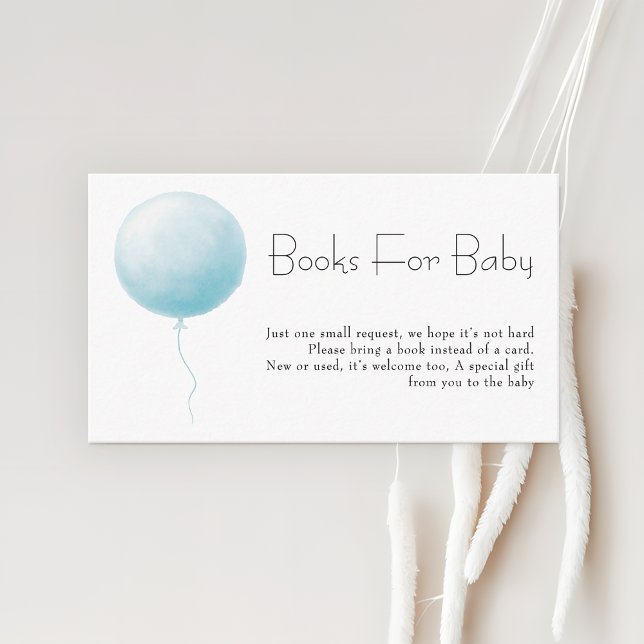 Carte D'accompagnement Pastel Blue Balloon Boy Baby Shower Books Request (Créateur téléchargé)