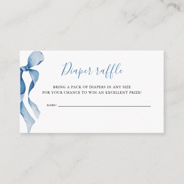 Carte D'accompagnement Pastel Blue Bow Baby shower Déchets Raffle (Devant)