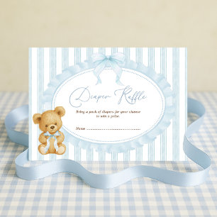Carte D'accompagnement Pastel Blue Teddy Bear Diaper Raffle Baby Boy