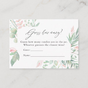 Carte D'accompagnement Pastel Blush Greenery Baby shower Bonbons Devinant