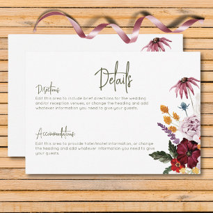 Carte D'accompagnement Pastel & Burgundy Blooms Moderne Floral Détails