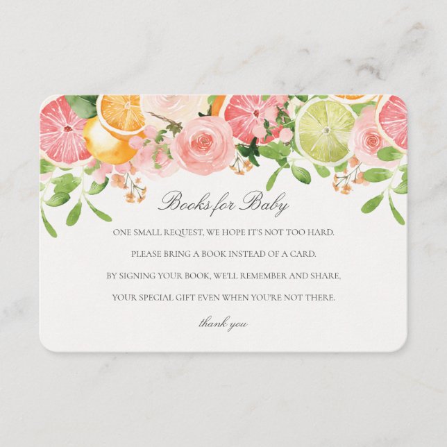 Carte D'accompagnement Pastel Citrus Floral Cutie Livres pour Baby Insert (Devant)