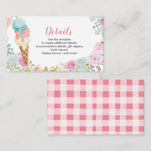 Carte D'accompagnement Pastel crème glacée Détails Baby shower Insérer ca