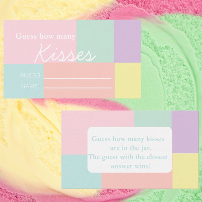 Carte D'accompagnement Pastel "Devinez combien de baisers" Fête des marié (Pastel "Guess How Many Kisses" Bridal Shower Game Enclosure Card)