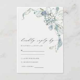 Carte D'accompagnement Pastel Dusky Blue Watercolor Mariage floral RSVP