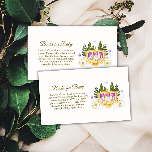 Carte D'accompagnement Pastel Fairy Princess Carrioks Baby shower (Pastel Fairy Princess Carriage Books Baby Shower Enclosure Card)