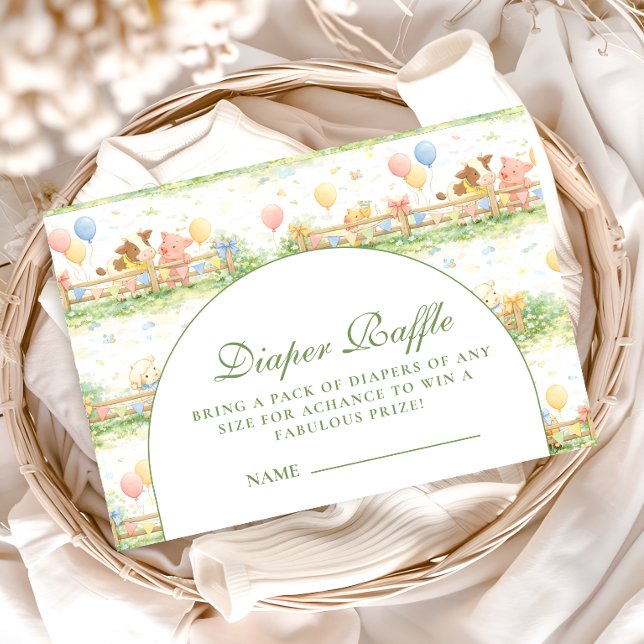 Carte D'accompagnement Pastel Farm Animals Garden Diapper Raffle (Créateur téléchargé)