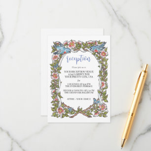 Carte D'accompagnement Pastel Fleur sauvage Bird Bordure Réception de mar