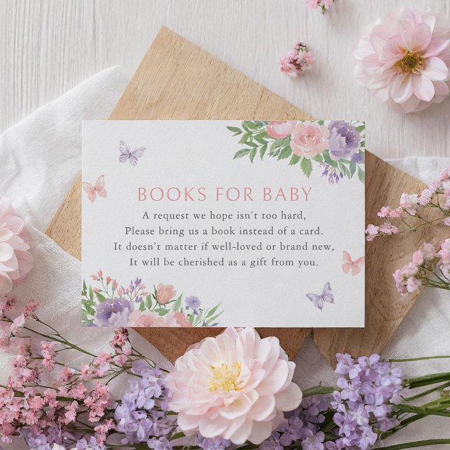 Carte D'accompagnement Pastel Floral Butterfly Baby showers Livres pour b (Créateur téléchargé)