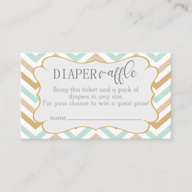 Carte D'accompagnement Pastel Gold et Green Zig Zag Baby Diaper Raffle (Devant)