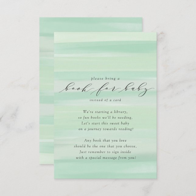 Carte D'accompagnement Pastel Green Stripes Livre pour Baby Card (Devant / Derrière)