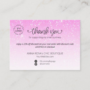 Carte D'accompagnement *~* Pastel Parties scintillant Merci logo marque Q