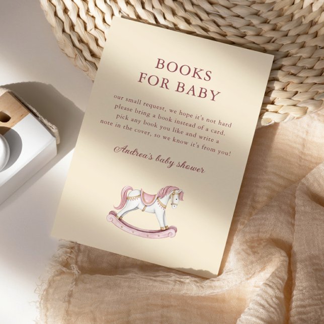 Carte D'accompagnement Pastel Pink Cute Carousel Girl Baby Shower (Créateur téléchargé)