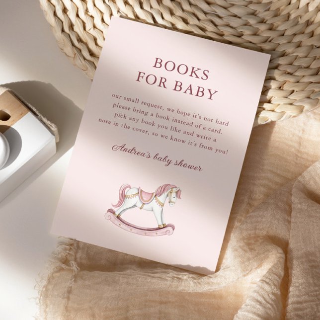 Carte D'accompagnement Pastel Pink Cute Carousel Girl Baby Shower (Créateur téléchargé)