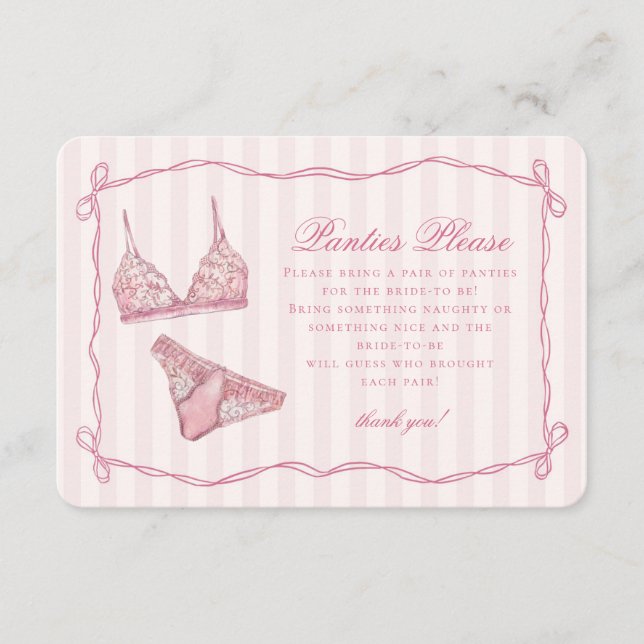 Carte D'accompagnement Pastel Pink Lingerie Shower Panties Please (Devant)