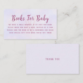 Carte D'accompagnement Pastel Purple Pink Baby Shower Book Request