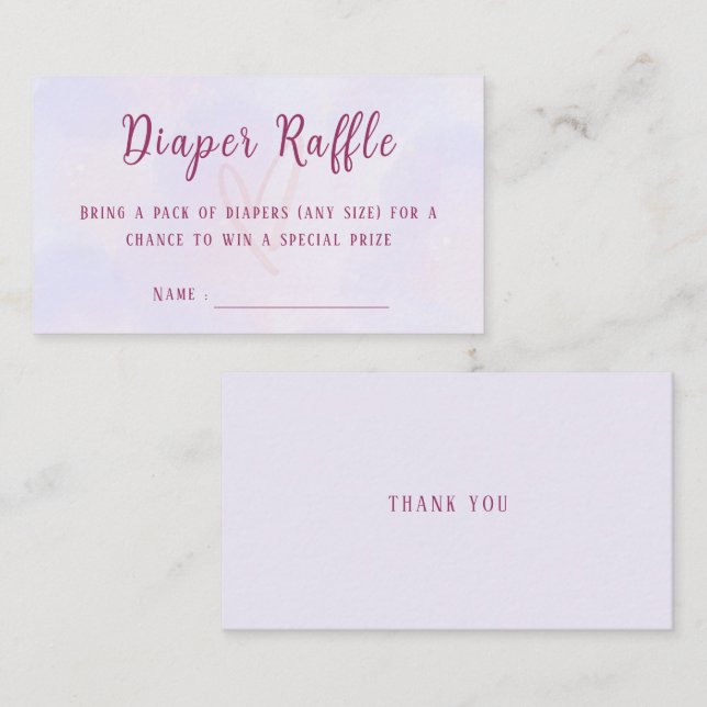 Carte D'accompagnement Pastel Purple Pink Baby Shower Diaper Raffle (Devant / Derrière)
