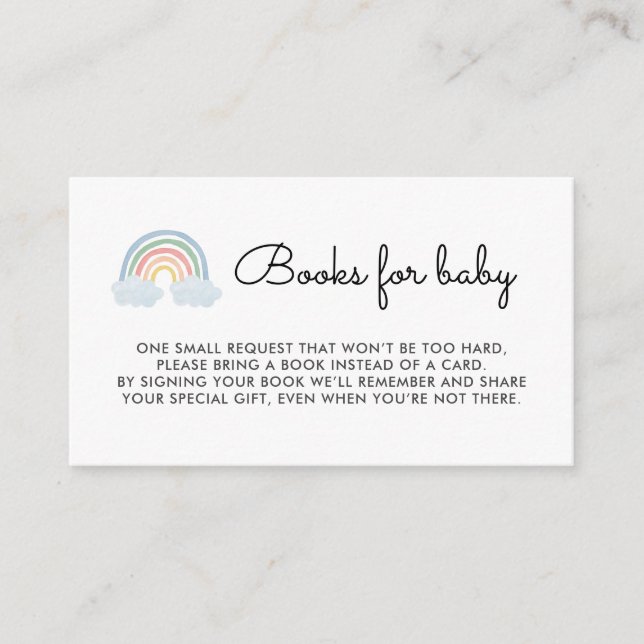 Carte D'accompagnement Pastel Rainbow Boy Baby showers Livres Insérer (Devant)