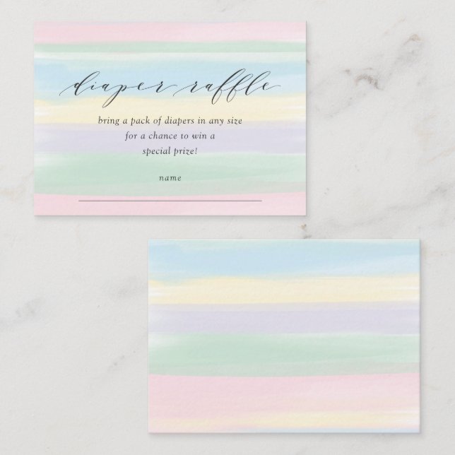 Carte D'accompagnement Pastel Rainbow Stripes Diaper Raffin Enceinte Ca (Devant / Derrière)