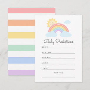 Carte D'accompagnement Pastel Rainbow Sunshine Baby shower Prédictions