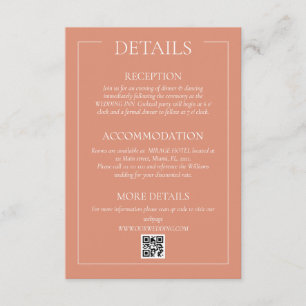 Carte D'accompagnement Pastel Terracotta Formel Détails du Mariage