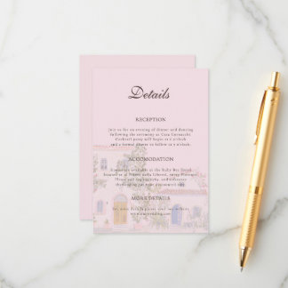 Carte D'accompagnement Pastel Watercolor Mediterranean Italian Wedding