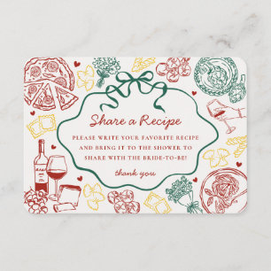 Carte D'accompagnement Pâtes C'est l'Amour Recette de Baby Shower Italien