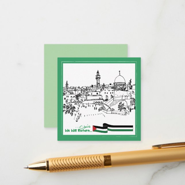 Carte D'accompagnement Patrimoine palestinien et espoir : nous reviendron (Devant/Arrière en situation)