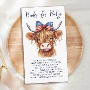 Carte D'accompagnement Patriotic Highland Cow Livres Pour Baby shower