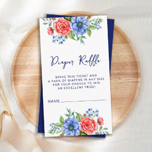 Carte D'accompagnement Patriotique Floral Rouge Bleu Bleu Bécasseau Raffl