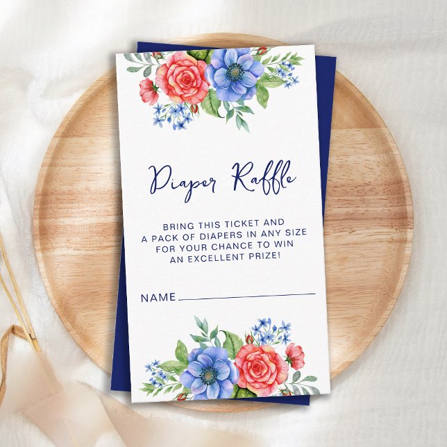 Carte D'accompagnement Patriotique Floral Rouge Bleu Bleu Bécasseau Raffl (Créateur téléchargé)