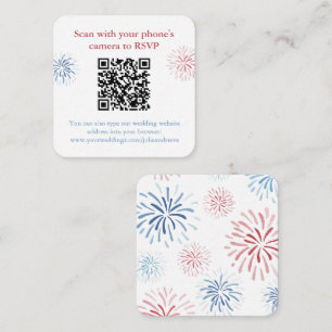Carte D'accompagnement Patriotique Rouge Bleu Bleu QR Code Mariage RSVP