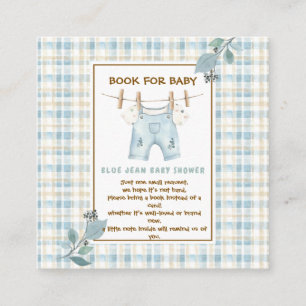 Carte D'accompagnement Pays En vichy Blue Jean Baby shower Demande de rés